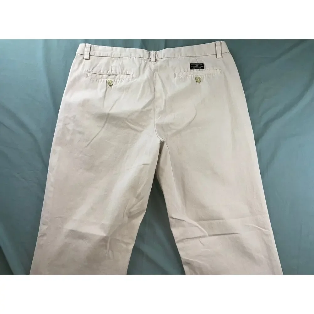 Banana Republic Aiden Fit Flat Front 100% Cotton Chino Pants. Washed Beige 35X29